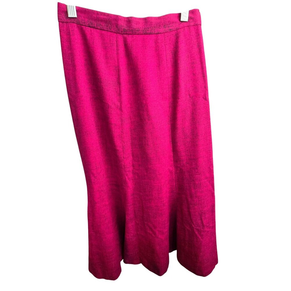 Vintage Fuchsia A-Line Midi Skirt 1940s Raw Silk With Lining Handmade Flair HS14